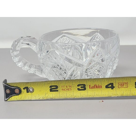 Vintage Set Of 3 Clear Pressed Glass Punch Cups Decorative Floral Starburst - Picture 14 of 15